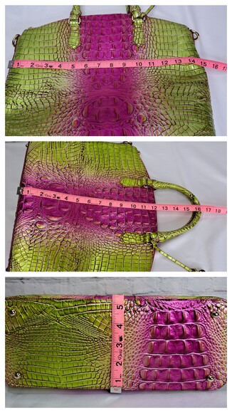 BRAHMIN 'DUXBURY' CROC-EMBOSSED LEATHER SATCHEL/CROSSBODY/TOTE BAG ELCT. OMBRE - Picture 13 of 16